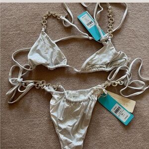 Nwt large top medium bottom beach bunny sparkle bikini